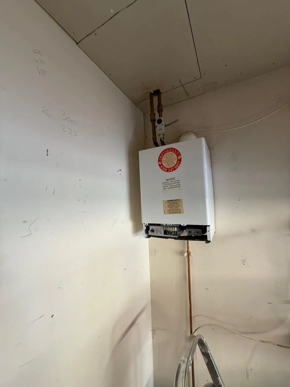 Old boiler before replacement by Cullen Plumbing & Heating